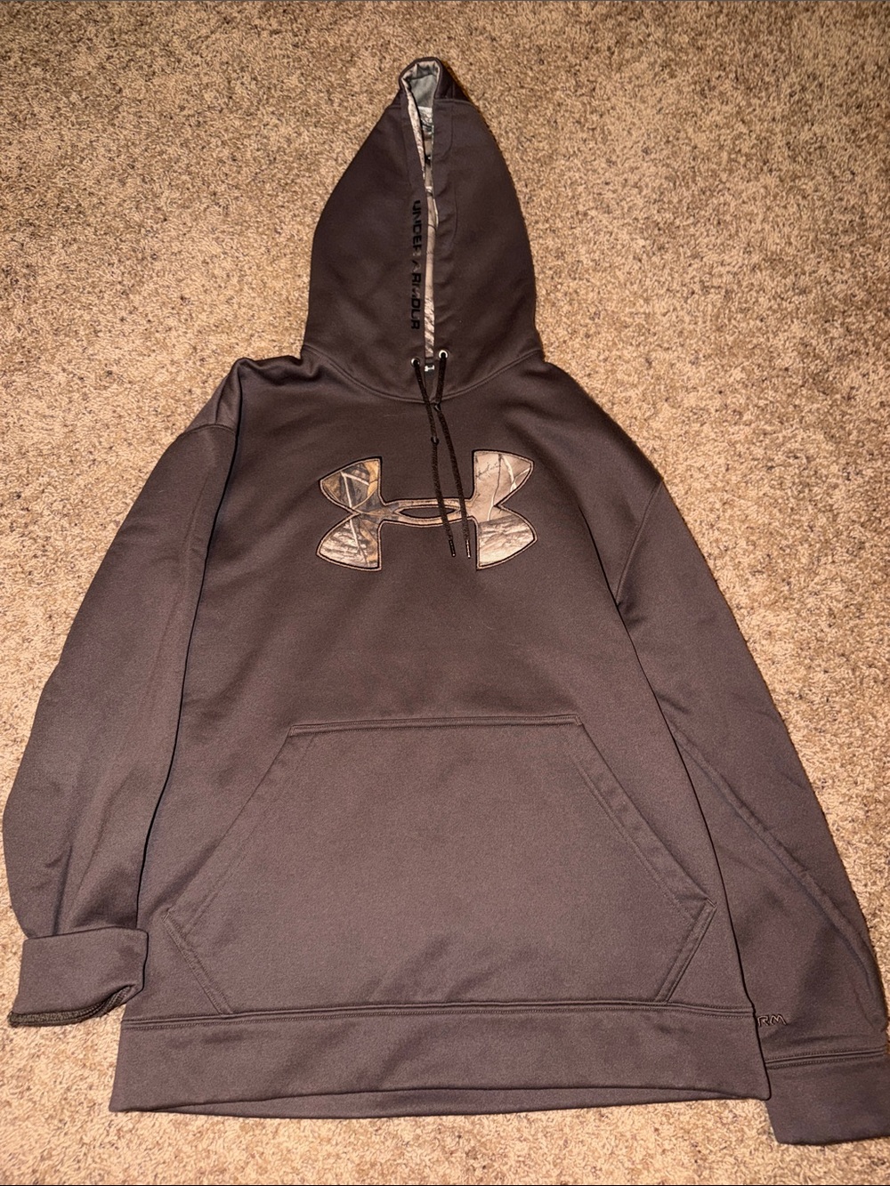 Under Armour Men's Dark Brown Hoodie with Camo Logo